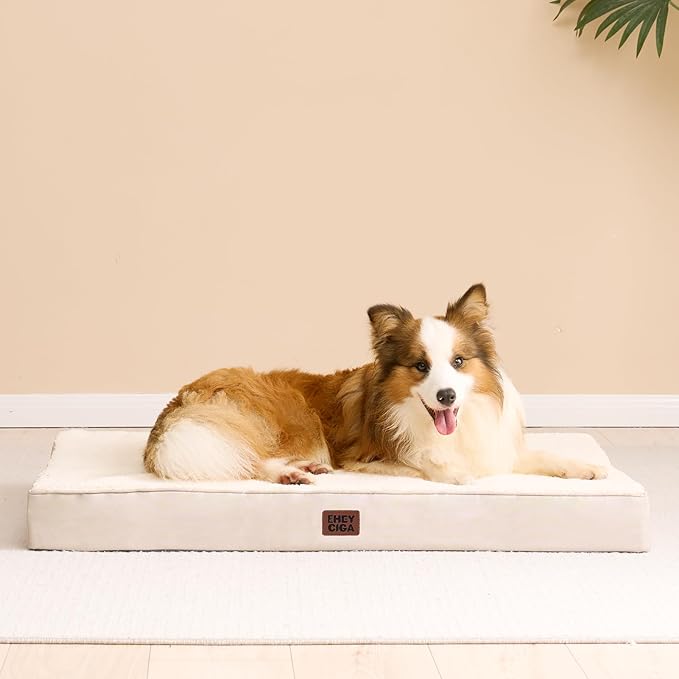 EHEYCIGA Orthopedic Medium Dog Beds for Small Dogs with Removable Washable Cover for Crate, Camel, 30x20