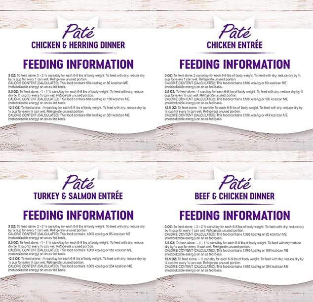 Wellness Natural Premium Canned Cat Wet Food Pate - 12 Pack Cans Variety Bundle Pack 4 Flavor - (Chicken,Beef, Salmon & Turkey) W/ HS Pet Food Bowl - (3 Ounce)
