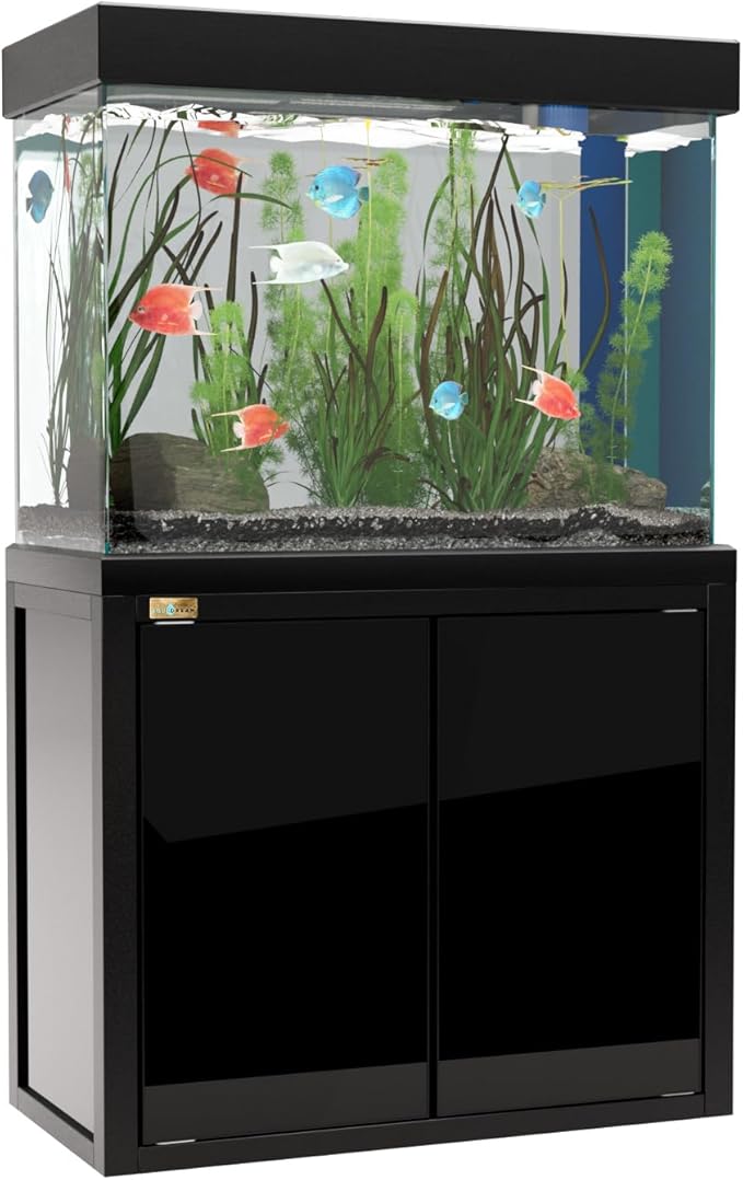 50 Gallon Fish Tank with Premium Tempered & Ultra Transparent Glass (Complete Aquarium Setup) All in Black