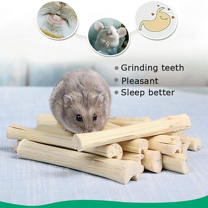 Tfwadmx Small Animal Snacks Sweet Bamboo Molar Treats 200 g Bunny Chew Toys for Chinchilla Rabbit Guinea Pig Hamster Squirrel (About 22-27 Sticks)