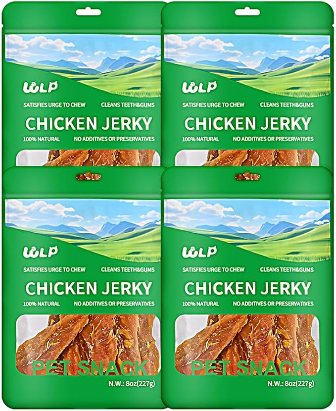 WLP Chicken Jerky Dog Treats, Natural Pure Chicken Breast Strips, Human Grade Healthy High Protein for Dogs and Cats (2 Pounds)