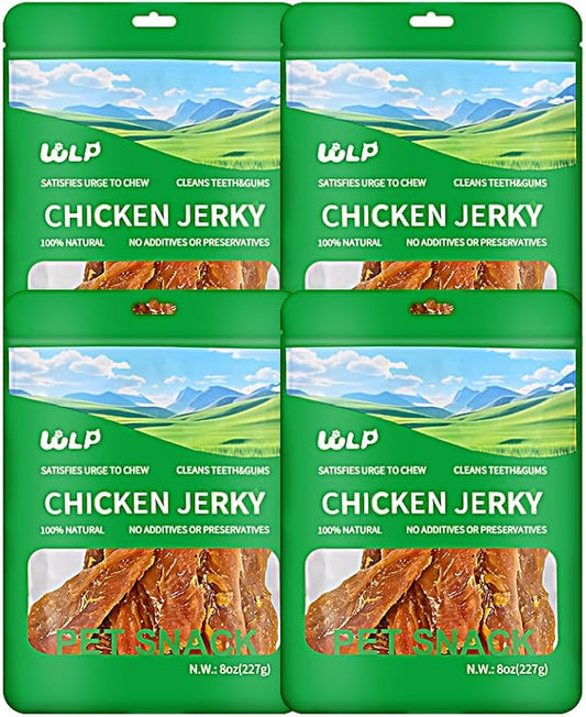 WLP Chicken Jerky Dog Treats, Natural Pure Chicken Breast Strips, Human Grade Healthy High Protein for Dogs and Cats (2 Pounds)