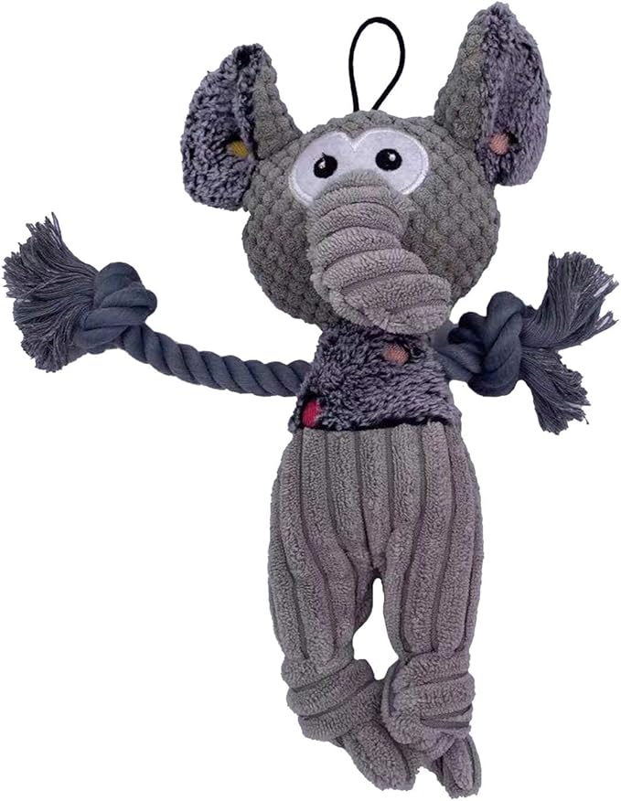 Steel Dog Polka Dot Pal Elephant, Plush Dog Toy with Knotted Rope Hands and Feet, Dog Chew Toys for Small, Medium, Large Breed (Elephant)