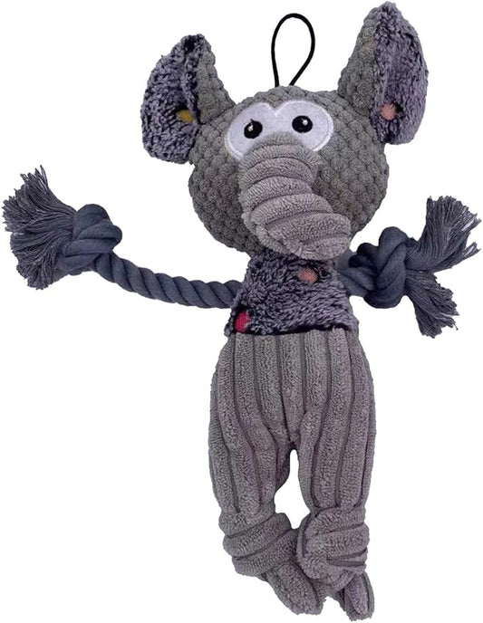 Steel Dog Polka Dot Pal Elephant, Plush Dog Toy with Knotted Rope Hands and Feet, Dog Chew Toys for Small, Medium, Large Breed (Elephant)