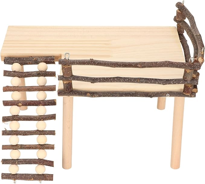Hamster Platform, Wooden Reptile Bridge, Hamster Enrichment Toys for Guinea Pigs, Chinchilla, Gerbils, Squirrels, Reptiles and Other Small Pets
