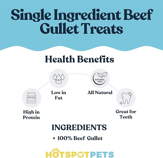 hotspot pets All-Natural Braided Beef Gullet Sticks (12 Pack) –Grass-Fed, 6'' Braided Esophagus Jerky Treats - Rich in Glucosamine & Chondroitin for Joint Health – Rawhide-Free Dog Chews