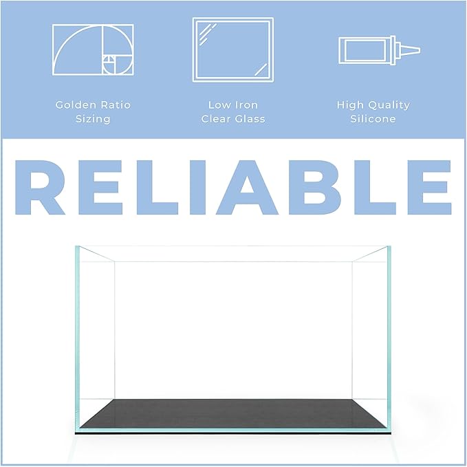 5 Gallon Rimless Tank - 14.17 x 8.66 x 8.66 inches Fish Tank - Nano Style Rimless Fish Tank - Clear Nano Glass Aquarium - Space Saving 5 Gallon Fish Tank - Durable Rimless Aquarium