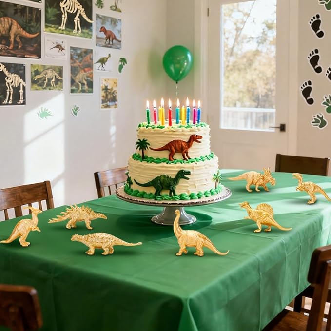 Metallic Gold Plastic Dinosaurs Figurine Toys, 12PCS Golden Dinosaur Figures for Boys Girls, Baby Shower, Bridal Shower Decorations, Kids Dino Themed Birthday Party Supplies Cake Topper
