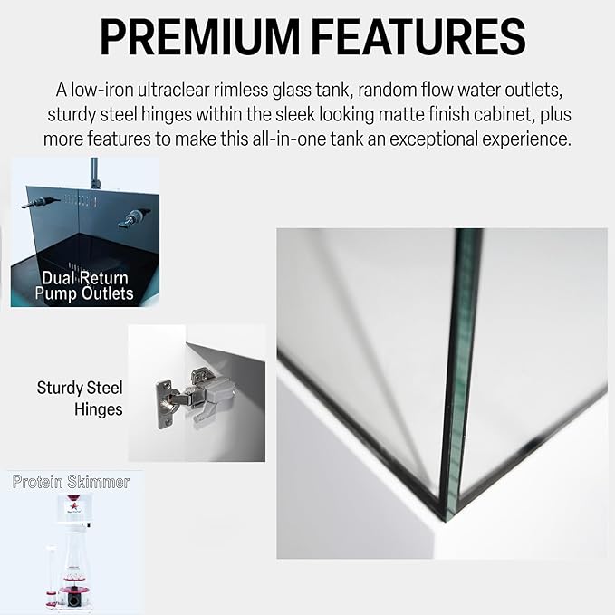 Coral Reef Aquarium Tank | 90 Gallon Ultra Clear Glass with Sump, Black
