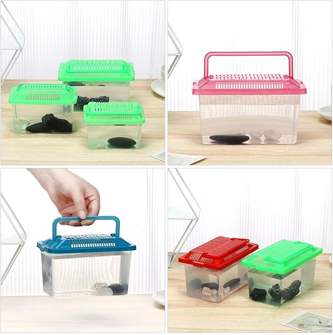 FRCOLOR 2pcs Plastic Turtle Fish Tank Turtle Aquarium Acrylic Reptile cage Amphibians Habitat Clear Reptile Breed Container Gecko Habitat Glass Container Tank Household breeding Box