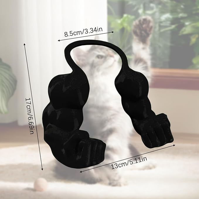Creative Cat Muscle Arms,Halloween Cat Costume Accessory,3D Printed Cat's Neck Arm with Muscle,Funny Muscle Arms for Cats,Pet Costume for Kitten Birthday Party (Black)