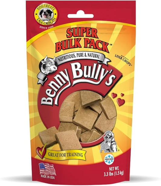 Liver Chops Dog Treats, Freeze-Dried, Beef Liver, Joint Support & Nutrient-Rich, All Natural Ingredients - 1.5 kg (3.3 Lbs)