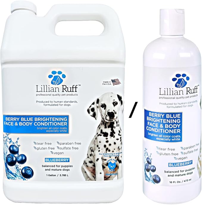 Lillian Ruff PRO Formula Berry Blue Brightening Dog Conditioner - Professional Whitening Conditioner, Hydrate Dry Skin, Soften, Detangle, Restore Shine - Provitamin B5, USA Made 128oz
