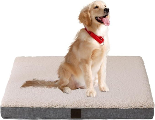 DaysU Large Dog Bed for Large Dogs, Orthopedic Dog Beds with Removable Washable Cover, Egg Crate Foam Pet Bed Mat, Grey, Suitable for Dogs Up to 65 Ibs, 36x27x3in