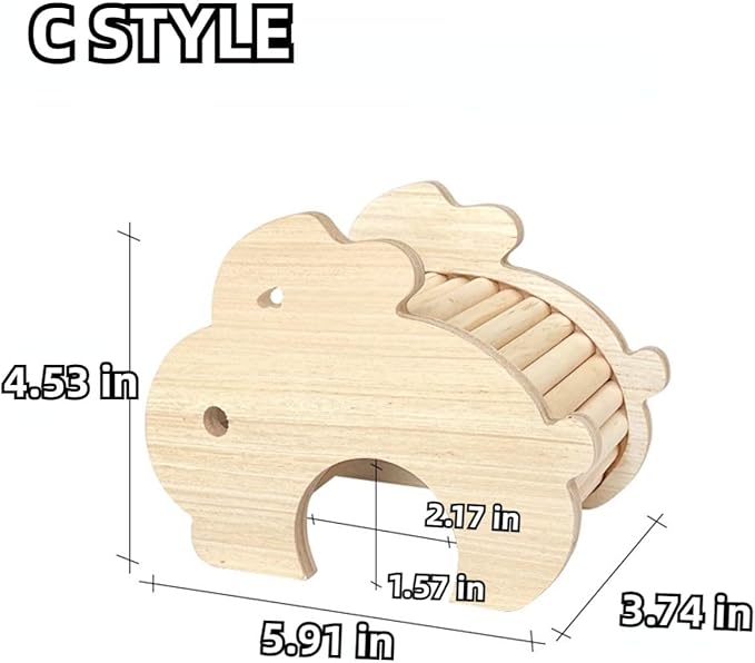 Hamster Wooden Hideout House Natural Wood Pet Rats Climbing Play Hut Hideaway Room for Small Chicken Hedgehogs Chinchilla Habitat Pet Cage Accessories (C)