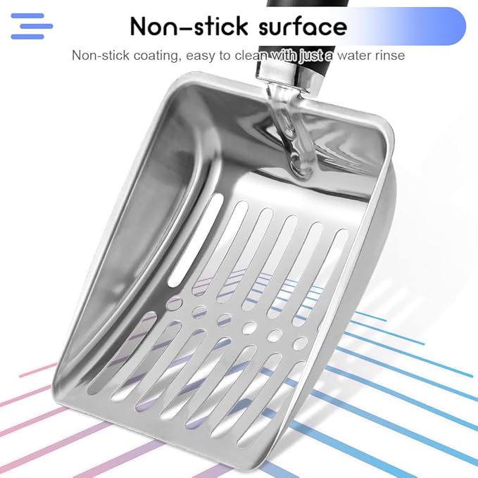 Stainless Steel Cat Litter Scoop,Metal Cat Litter Scoop,Kitty Metal Scooper,Sturdy Mesh Scooper,Suitabla cat Scooper for Cat Litter Box(Sliver)