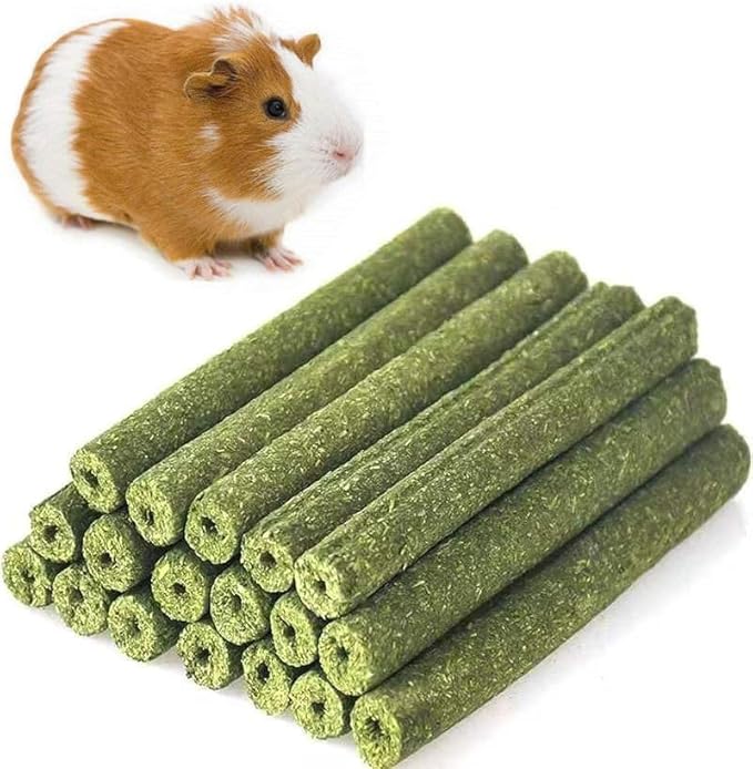 William Craft Timothy Hay Sticks for Guinea Pig Chinchillas Pet Snacks Chew Treats for Rabbit Hamsters Squirrel and Other Small Animals 20PCS