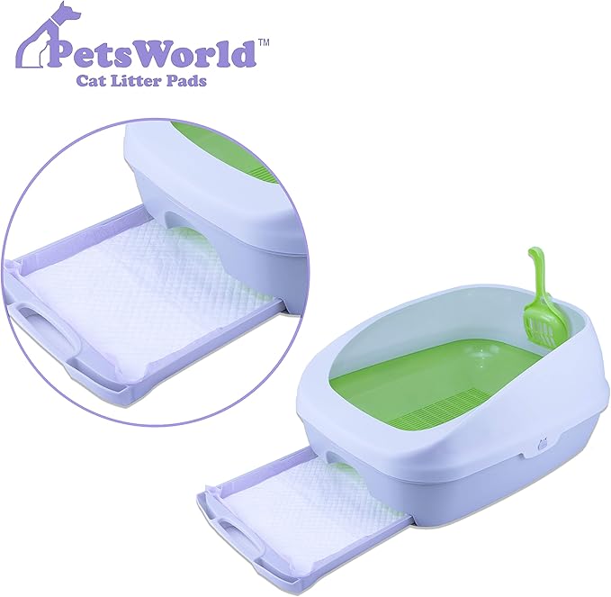 PETSWORLD Cat Pads Refills for Tidy Cats Breeze Litter System for Cat Litter Box, 50 to 400 Pads (50 Count, Unscented)