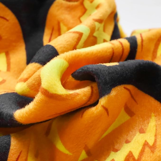 Fitwarm Halloween Pumpkin Dog Pajamas, Funny Dog Winter Clothes for Small Dogs Girl Boy, Pet Jumpsuit, Cat Halloween Costumes with Feet, Lightweight Velvet, Black, Orange, XS