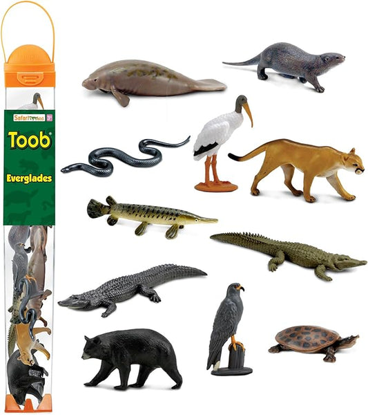 Safari Ltd. Everglades TOOB - 11 Mini Figurines: Manatee, Alligator, Turtle & More - Educational Toy Set for Boys, Girls & Kids Ages 3+