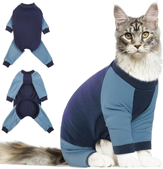 DENTRUN Cat Recovery Suit, Kitten Hair Sticky Onesie, Surgical Cone Alternative Shirts for Female Male Cat After Surgery, Cat Shedding Control Clothes Pajama Apparel for Cats Only
