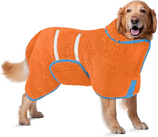 Bienbee Dog Bathrobe, Quick Drying Super Absorbent Dog Robes for After Bath, Warm Keeping Dogs Towel, Dogs Bath Supplies, Orange XL