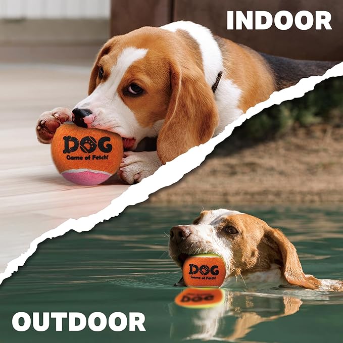 AMA SPORT Squeaky Tennis Balls for Dogs 2.0" Small Dog Tennis Balls for Throwing and Fetching Dog Toys for Training, Exercise, High Bouncing 4 Pack (Orange Blue)