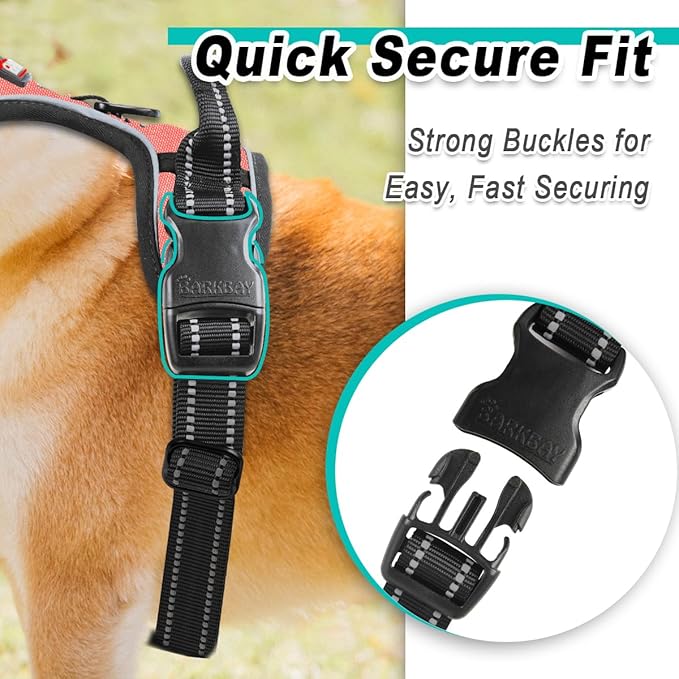 BARKBAY Dog Harness No Pull for Small Dogs - Adjustable, Reflective, Comfortable, No Choke, Heavy-Duty - Perfect for Outdoor Training, Walking, and Hiking - Strong & Durable - XS & Light Pink