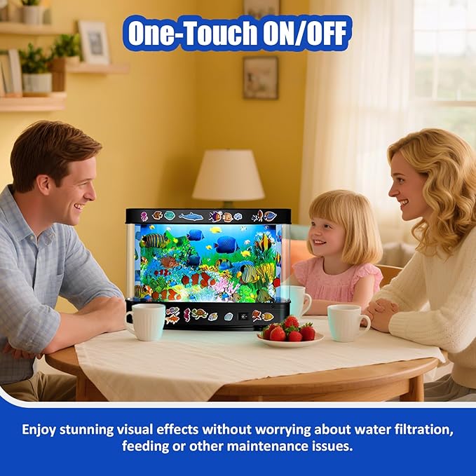 Fake Fish Tank Lamp, Aquarium Lamp with Virtual Marine Life Animations, Artificial Tropical Fish Decorative, Sensory Aquarium Night Light, Ocean Room Decor Night Light Suitable
