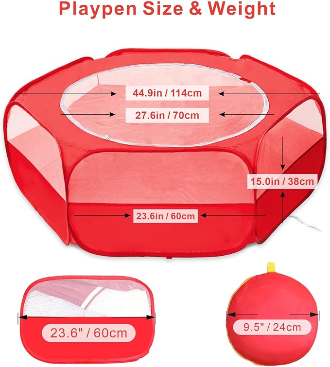 XIRGS Small Animal Playpen, Pet Playpen for Cat/Rabbit/Hamster/Guinea Pig/Bunny/Ferret/Kitten Toys Chick Brooder Box Cage Tent Pop Up Play Pen with Cover, Portable Play Yard Indoor Outdoor Waterproof