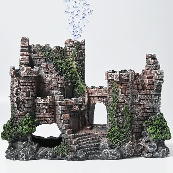Aquarium Castle Fish Tank Bubbler Decorations for Aquatic Pets to Breed, Play and Rest