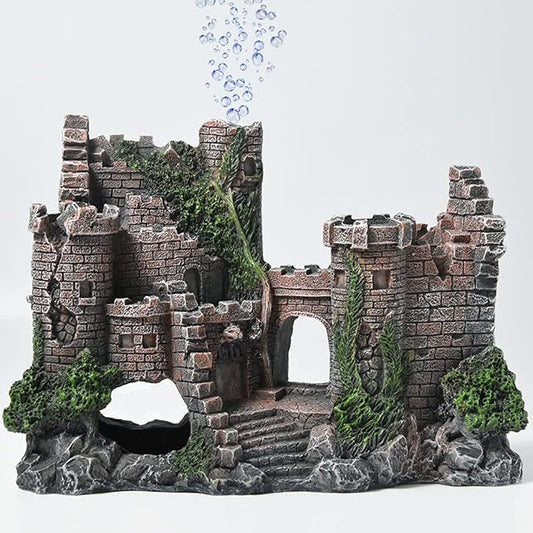 Aquarium Castle Fish Tank Bubbler Decorations for Aquatic Pets to Breed, Play and Rest