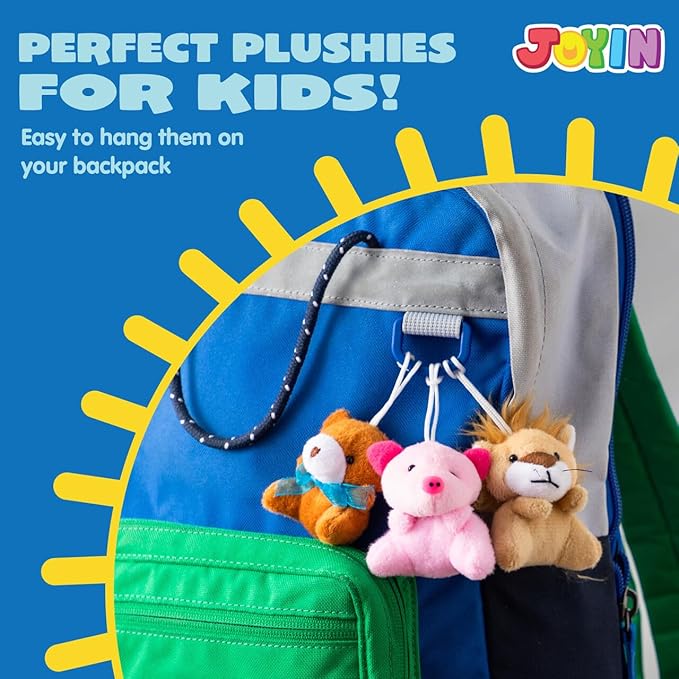 JOYIN 36 Pack Mini Animal Plush Toy Assortment (36 Units 3" Each),Bulk Stuffed Animals Party Favors for Kids, Small Animals Plush Keychain Decoration, Carnival Prizes, Halloween Party Favors
