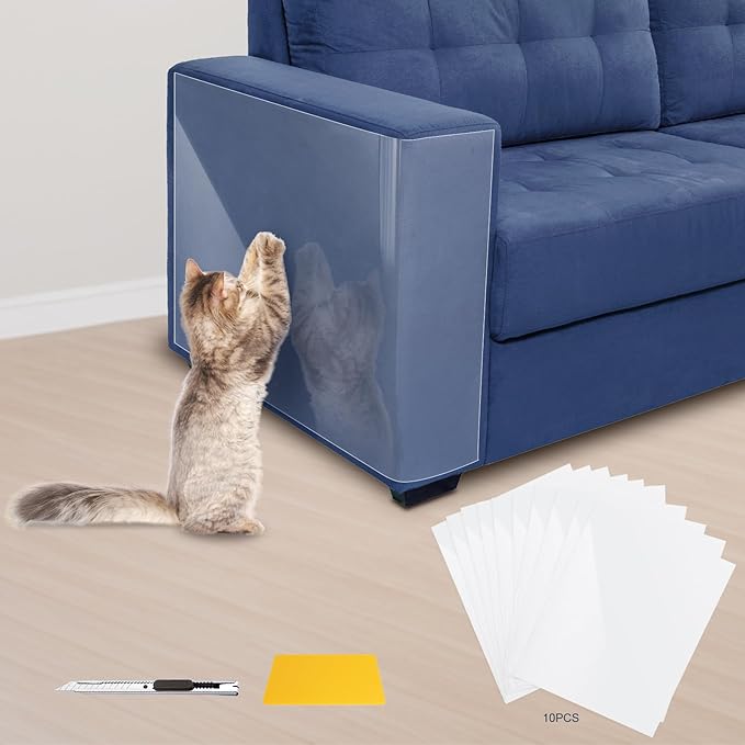 Eunice Cat Scratch Furniture Protectort, 17 x 11.8 in 10 Pack Couch Protector from Claws,Self-Adhesive Tape for Furniture - Easy to Remove Anti Scratch Furniture Protector