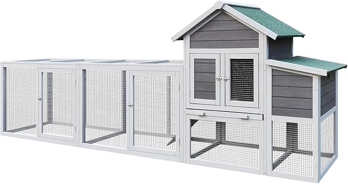 122" Large Chicken Coop with Nest Box and Removable Tray, Hen House for 2-6 Chickens, Outdoor Weatherproof Small Animal Cages