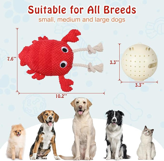 CiyvoLyeen Lobster Interactive Dog Toy to Keep Them Busy with Electric Moving Automatic Ball, Plush Stuffed Funny Cute Puppy Pet Toy for Boredom Christmas Birthday Gift for Small, Medium, Large Dogs