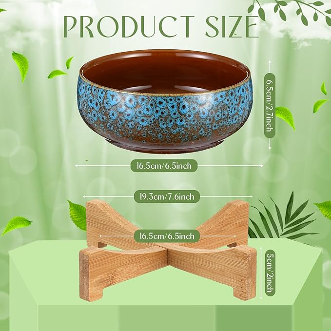 Baderke 2 Pcs Lotus Bowl Planter with Base Ceramic Hydroponic Planter Water Lily Bowl for Planting Aquatic and Indoor Plants Household Ceramic Basin Decor(Blue)