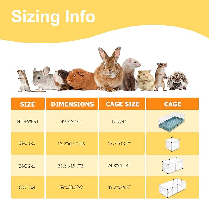 Guinea Pig Cage Liners, Washable Guinea Pig Bedding for C&C Cage 2x1 4 Pack, Reusable & Anti Slip & Waterproof, Absorbent Guinea Pig Pee Pad for Small Animal, Rabbit, Bunny, Chinchilla