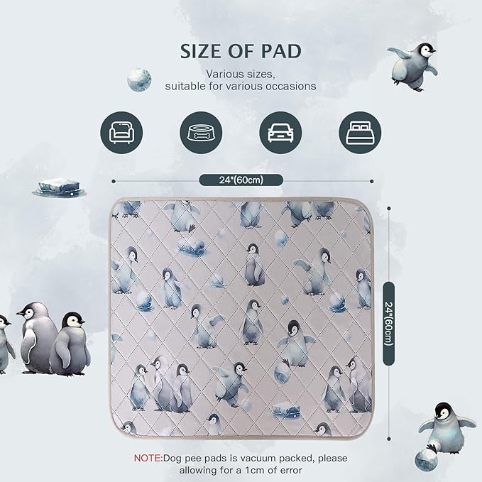 IEUUMLER Washable Pee Pads for Dogs, 2 Pack Reusable Waterproof Puppy Pads, Non-Slip Super Absorbent Dog Training Pad for Playpen Crate Bed EU012