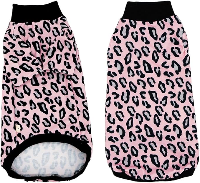 Sphynx Cat Clothes, Hairless Cat Shirt, Soft Stretchy Sweater for Cats, Breathable Cat Daily Outfit, Cat Pullover for Cornish Rex, Devon Rex (Pink Leopard Pattern, S (2.5-3.5lbs))