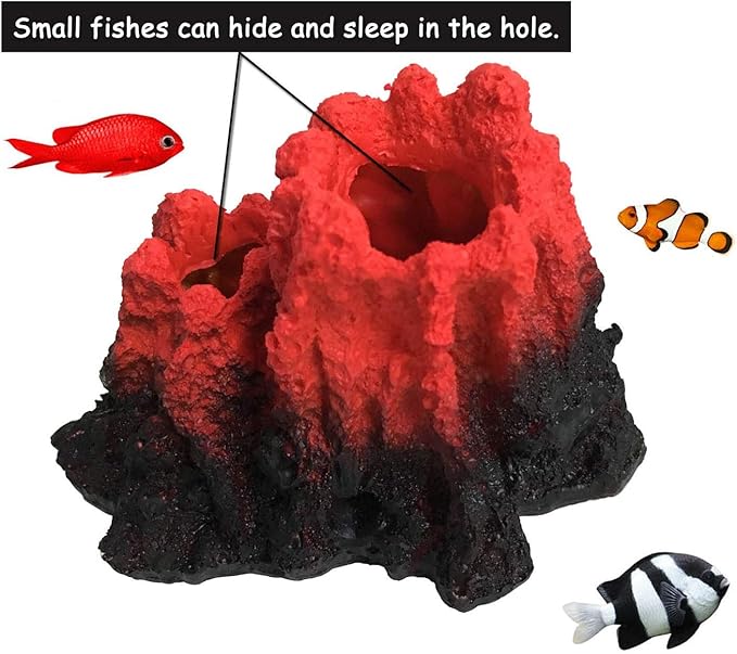 Tank Decoration Volcano Ornament Aquarium Decorations Volcanic Stone for Fish Tank (S)