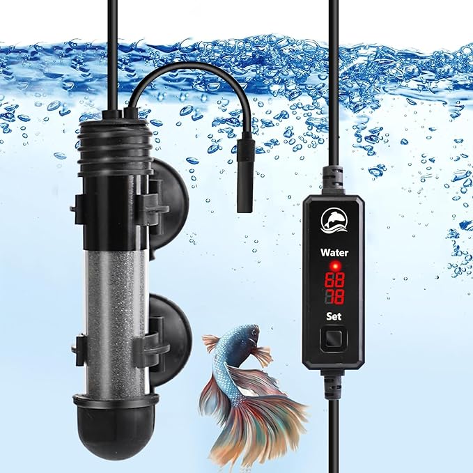 Small Aquarium Heater 50W,Fish Tank Heater for 5-10 Gallon,Suitable for Freshwater and Marine Saltwater,Dual Digital Display Controller, Mini Water Heater,for Betta/Turtle Tank