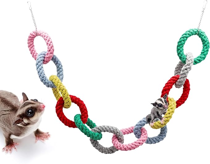 Dnoifne Sugar Glider Hanging Twelve-Ring Climbing Toys, Colorful Swing Toys, Cage Accessories for Ferret Hamster Squirrel Chinchilla Parrots