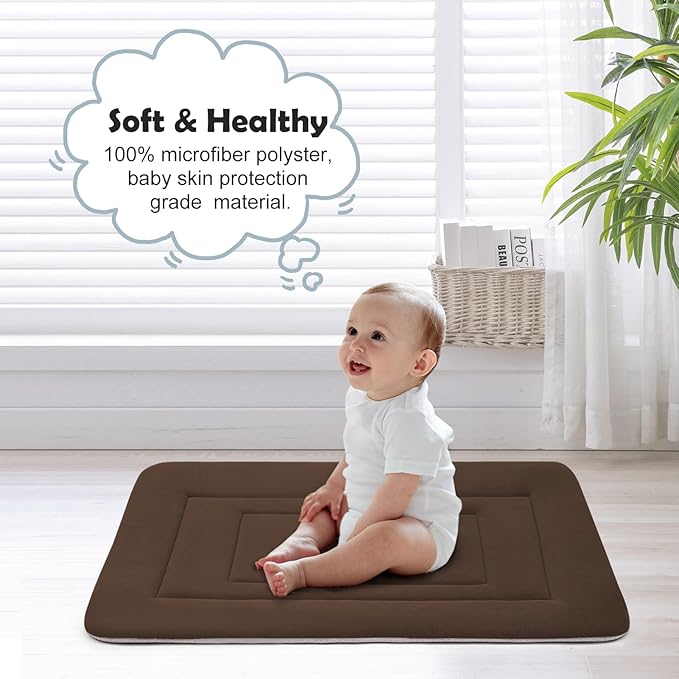 JoicyCo Dog Bed Soft Dog Crate Bed Pad Mat, 48 in Non Slip Bottom Washable Beds for Extra Large Dogs, Pet Bed Mattress Kennel Pad, Dark Brown