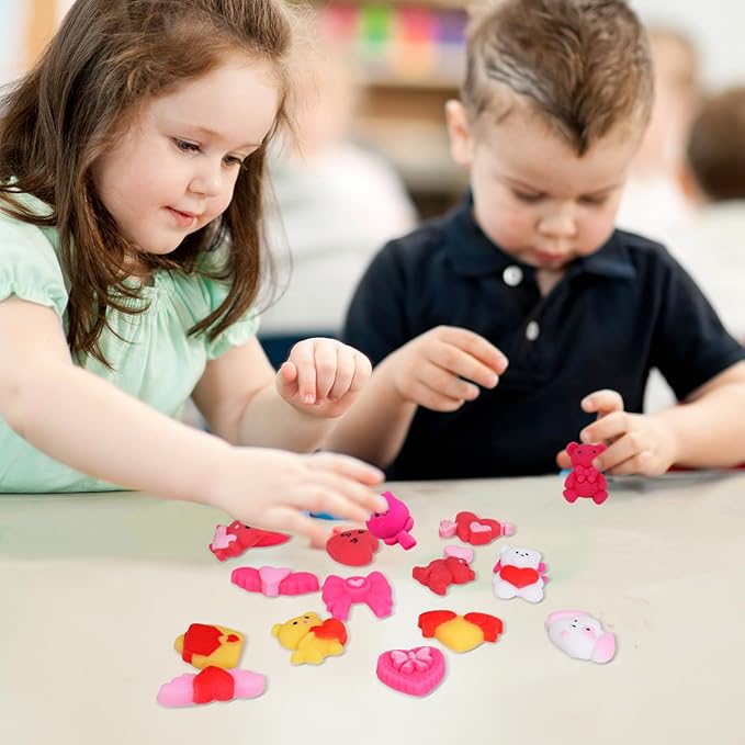 24Pcs Valentines Day Mochi Squishy Toys Squishies for Kids School Class Classroom Valentines Day Cards Gifts Prizes Party Favors