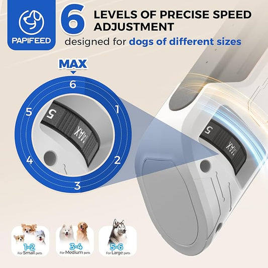 PAPIFEED 6-Speed Dog Nail Grinder Quiet, Silent Groom Pro with 2 LED Lights & Dust-Proof Cover, Nail Grinder for Large/Medium/Small Dogs & Cats, Rechargeable Type-C Charging - White