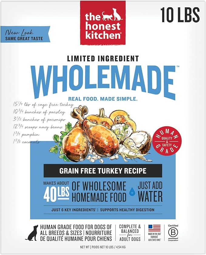 The Honest Kitchen Dehydrated Limited Ingredient Turkey Dog Food, 10 lb Box