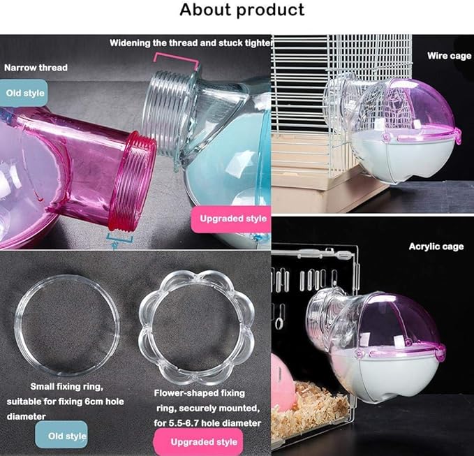 Hamster Bathroom Small Animal Sand Bath Container Removable Iron Wire Acrylic Cage Accessories Suitable for Gerbil Syrian Hamster Mouse (Blue)