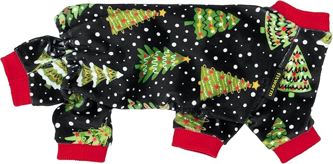 Fitwarm Christmas Tree Dog Pajamas, Christmas Clothes for Small Dogs Boy Girl, Holiday Pet Outfit, Black, Red, Green, Yellow, Small