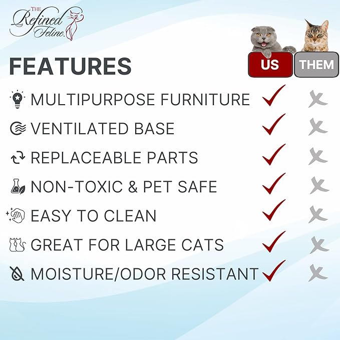 THE REFINED FELINE A-Frame Cat Bed Cave in Black Espresso with Ventilated Base, Multipurpose Wood Cat Furniture Table, Easy To Clean Covered Cat Bed with Replaceable Scratching Post & Washable Cushion